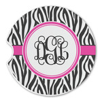 Zebra Print Sandstone Car Coaster - Single (Personalized)