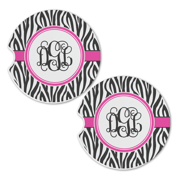 Zebra Print Sandstone Car Coasters - Set of 2