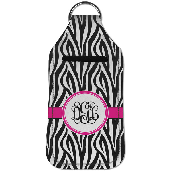 Zebra Print Sanitizer Holder Keychain - Large (Front)