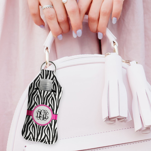 Zebra Print Sanitizer Holder Keychain - Large (LIFESTYLE)