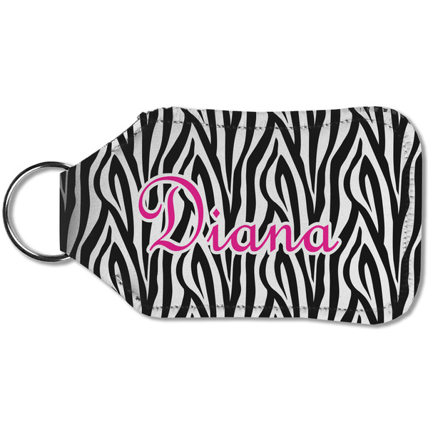 Zebra Print Sanitizer Holder Keychain - Small (Back)