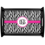 Zebra Print Black Wooden Tray - Small (Personalized)