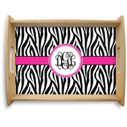 Zebra Print Natural Wooden Tray - Large (Personalized)