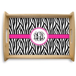 Zebra Print Natural Wooden Tray - Small (Personalized)