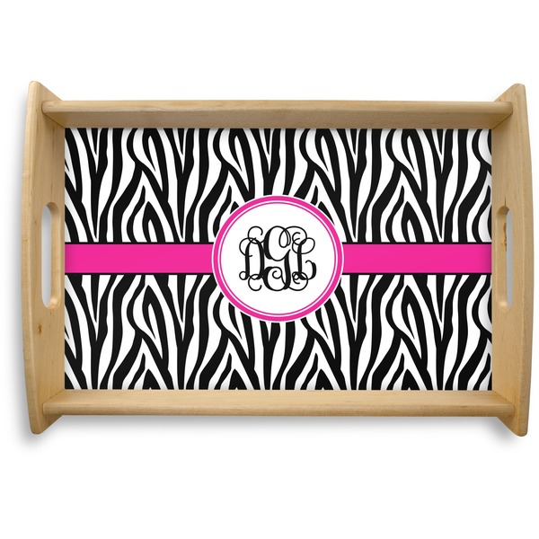 Custom Zebra Print Natural Wooden Tray - Small (Personalized)