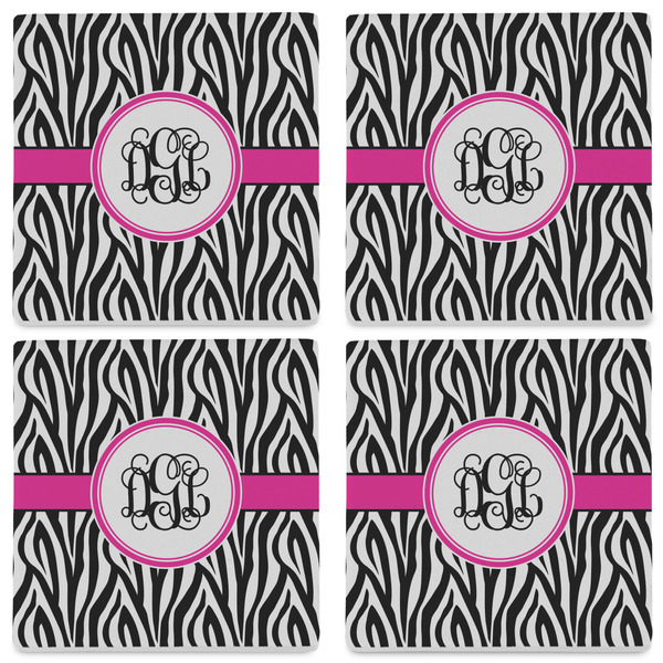 Zebra Print Set of 4 Sandstone Coasters - See All 4 View