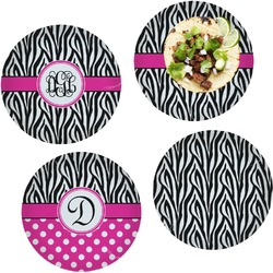 Zebra Print Set of 4 Glass Lunch / Dinner Plate 10" (Personalized)