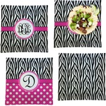 Zebra Print Set of 4 Glass Square Lunch / Dinner Plate 9.5" (Personalized)