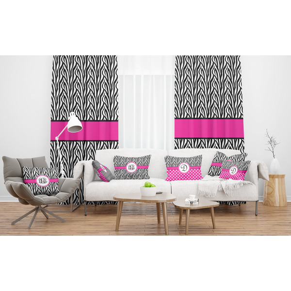 Zebra Print Sheer and Custom Curtains in Room with Matching Pillows
