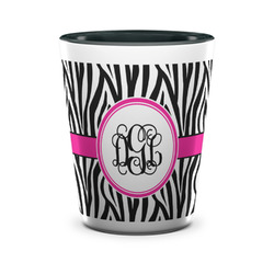 Zebra Print Ceramic Shot Glass - 1.5 oz - Two Tone - Single (Personalized)