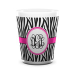 Zebra Print Ceramic Shot Glass - 1.5 oz - White - Set of 4 (Personalized)