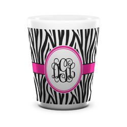 Zebra Print Ceramic Shot Glass - 1.5 oz - White - Set of 4 (Personalized)