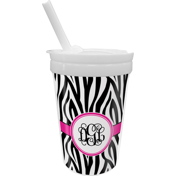 Custom Zebra Print Sippy Cup with Straw (Personalized)