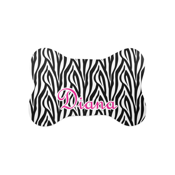Custom Zebra Print Bone Shaped Dog Food Mat (Small) (Personalized)