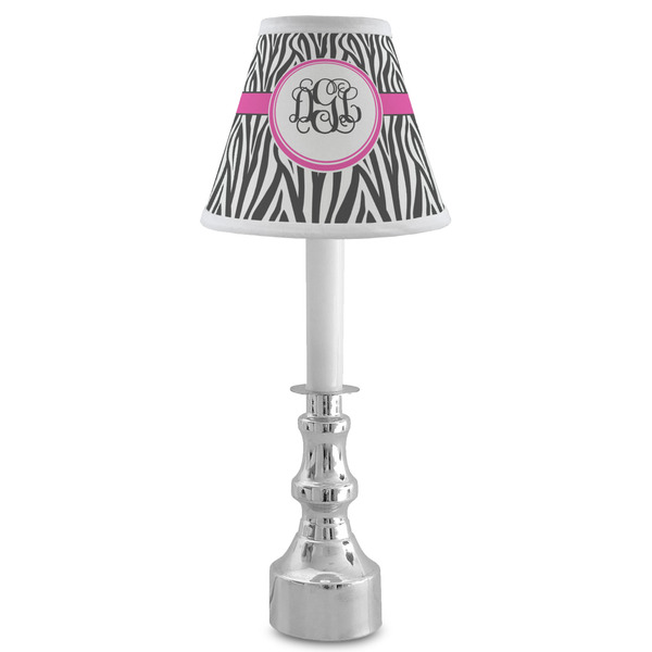 Zebra Print Small Chandelier Lamp - LIFESTYLE (on candle stick)