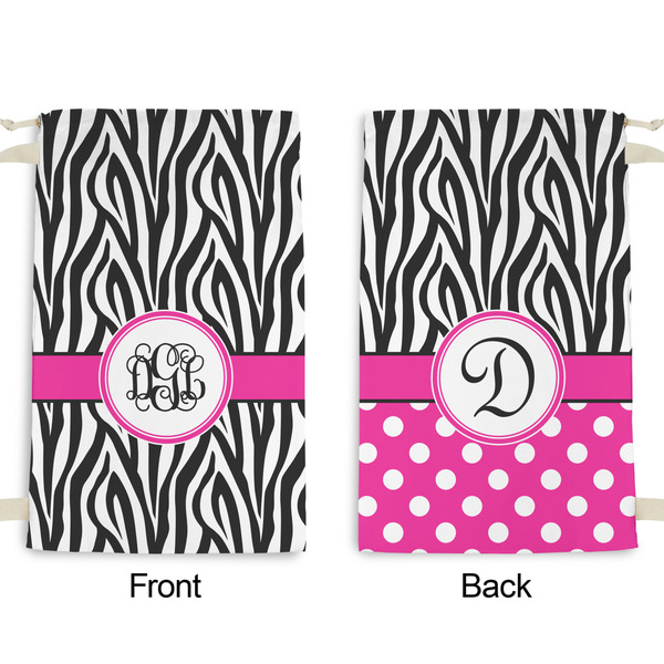 Zebra Print Small Laundry Bag - Front & Back View