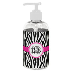 Zebra Print Plastic Soap / Lotion Dispenser (8 oz - Small - White) (Personalized)