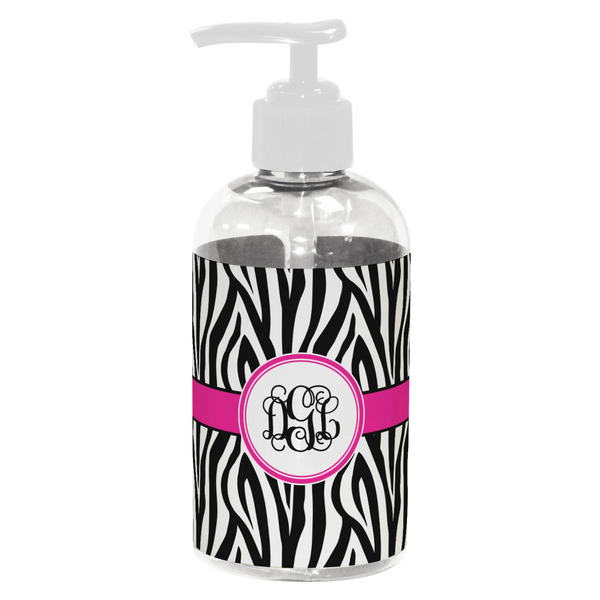 Custom Zebra Print Plastic Soap / Lotion Dispenser (8 oz - Small - White) (Personalized)