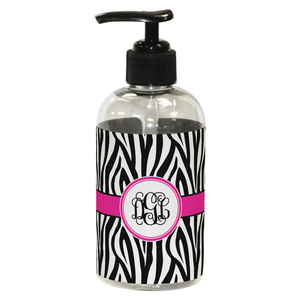 Custom Zebra Print Plastic Soap / Lotion Dispenser (8 oz - Small - Black) (Personalized)