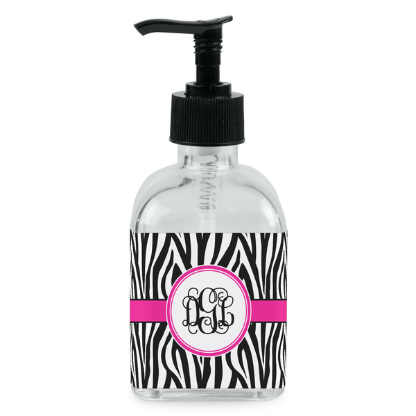 Custom Zebra Print Glass Soap & Lotion Bottle - Single Bottle (Personalized)