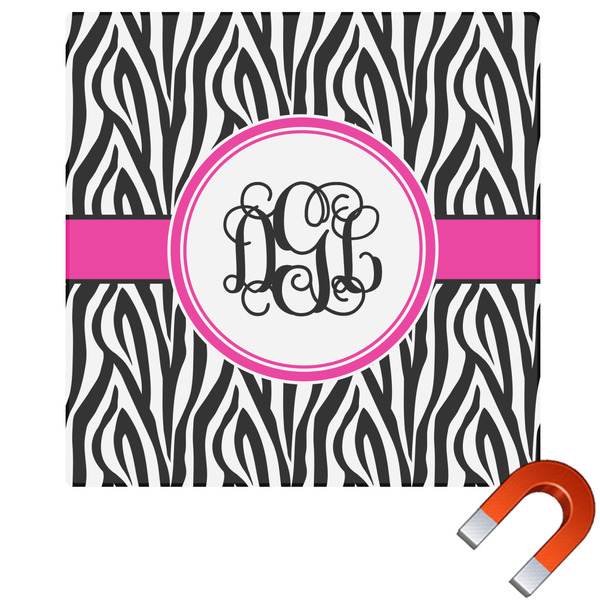 Custom Zebra Print Square Car Magnet - 10" (Personalized)