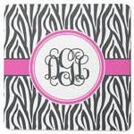 Zebra Print Square Rubber Backed Coaster (Personalized)