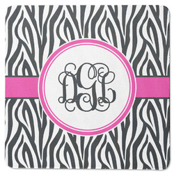 Zebra Print Square Rubber Backed Coaster (Personalized)
