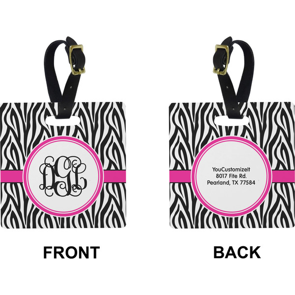 Zebra Print Square Luggage Tag (Front + Back)