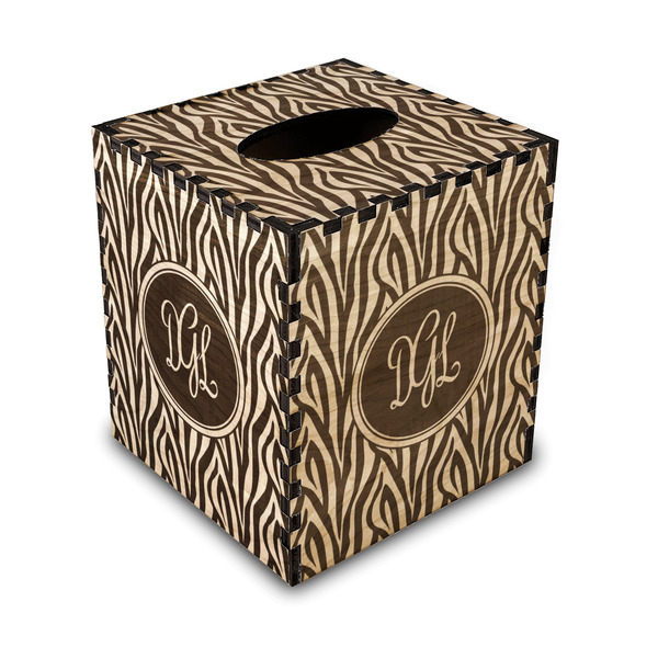 Custom Zebra Print Wood Tissue Box Cover - Square (Personalized)