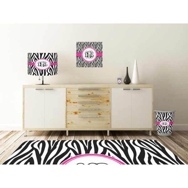 Zebra Print Square Wall Decal Wooden Desk
