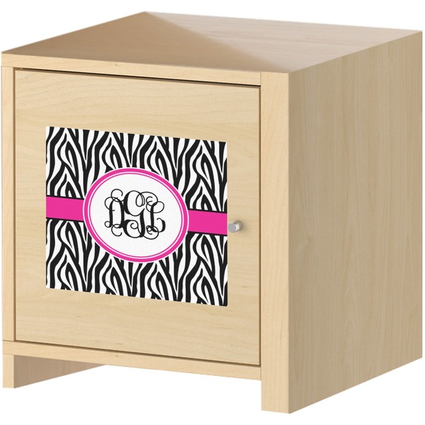 Zebra Print Square Wall Decal on Wooden Cabinet