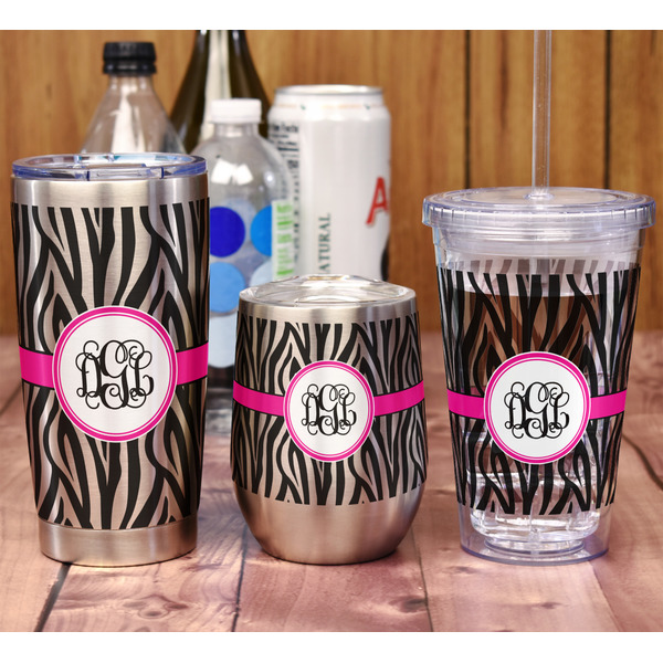 Zebra Print Stemless Wine Tumbler - Full Print - In Context