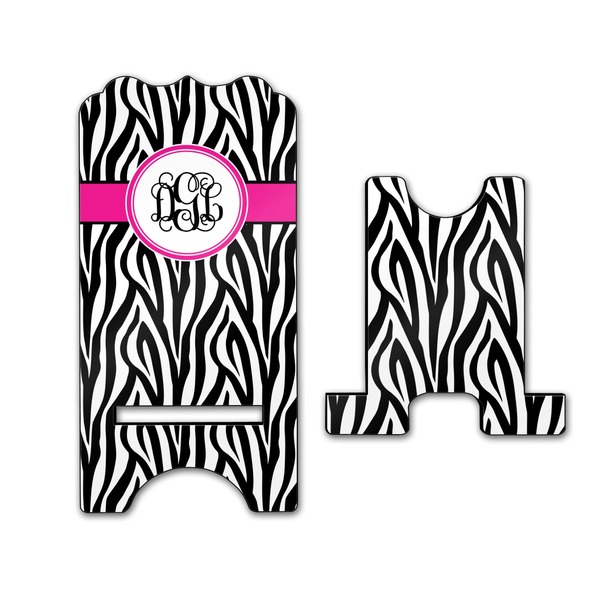 Zebra Print Stylized Phone Stand - Front & Back - Large