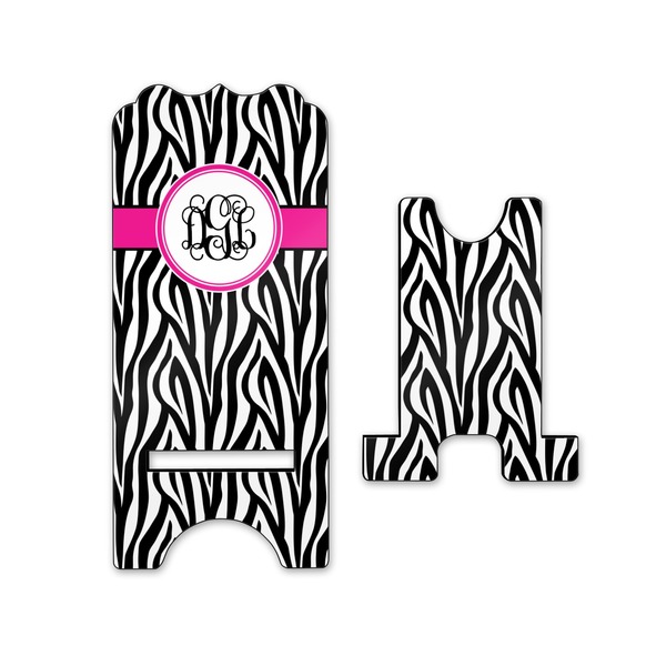 Zebra Print Stylized Phone Stand - Front & Back - Small