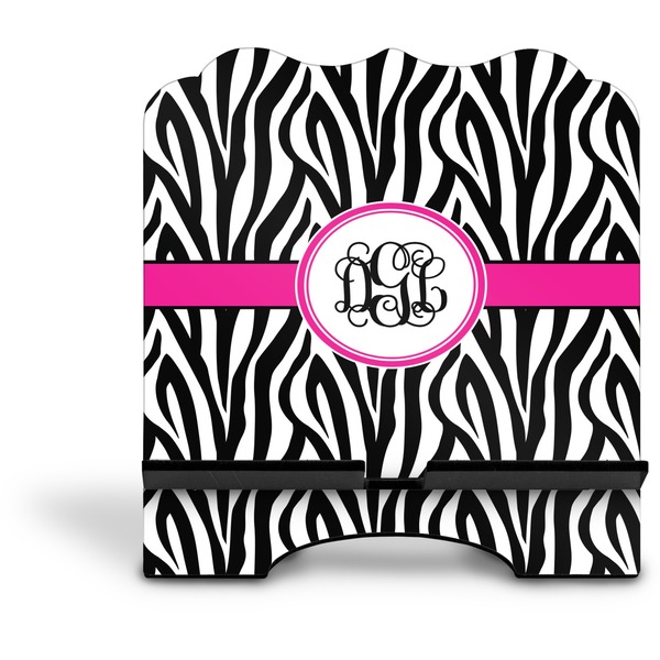 Zebra Print Stylized Tablet Stand - Front without iPad