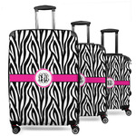 Zebra Print 3 Piece Luggage Set - 20" Carry On, 24" Medium Checked, 28" Large Checked (Personalized)