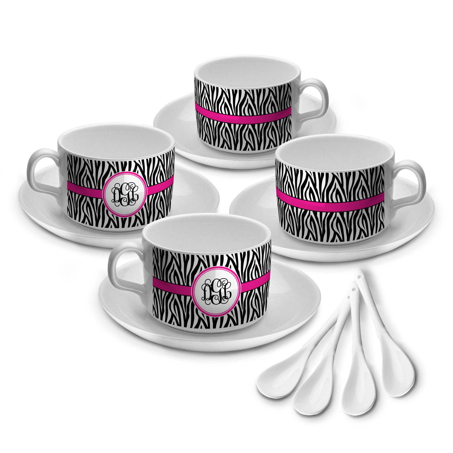 Zebra Print Tea Cup Set of 4 (Personalized) YouCustomizeIt