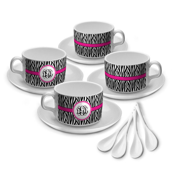 Custom Zebra Print Tea Cup - Set of 4 (Personalized)