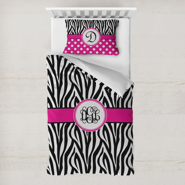 Custom Zebra Print Toddler Bedding Set - With Pillowcase (Personalized)