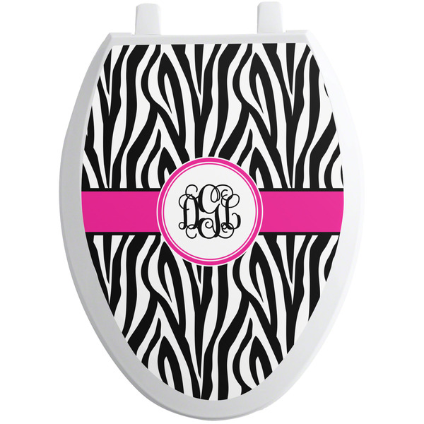 Custom Zebra Print Toilet Seat Decal - Elongated (Personalized)