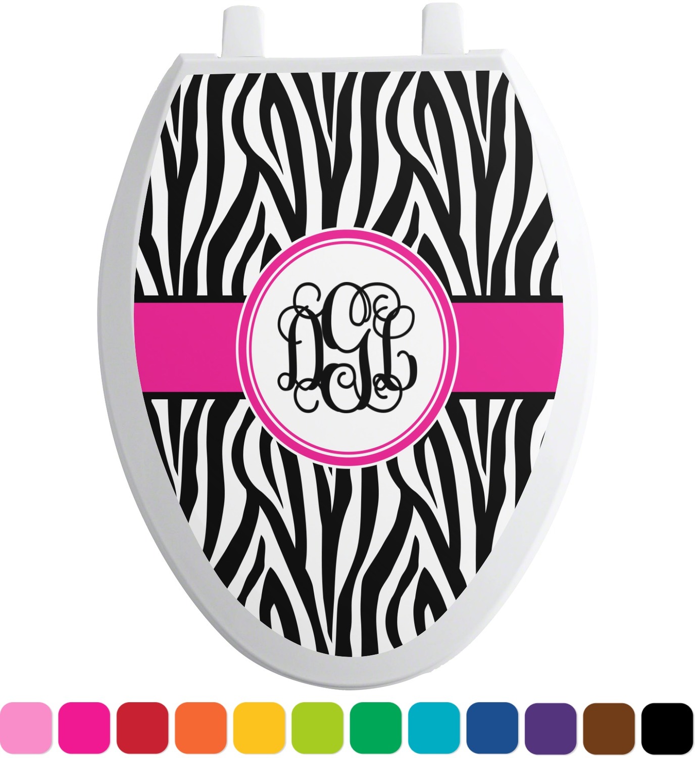 Zebra Print Toilet Seat Decal Elongated (Personalized) You Customize It