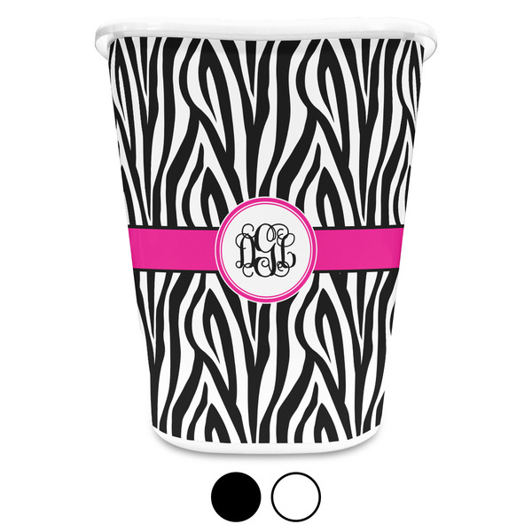 Zebra Print Personalized Trash Can