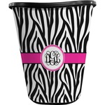 Zebra Print Waste Basket - Single Sided (Black) (Personalized)