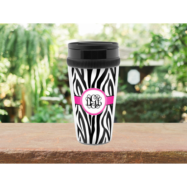 Zebra Print Travel Mug Lifestyle (Personalized)