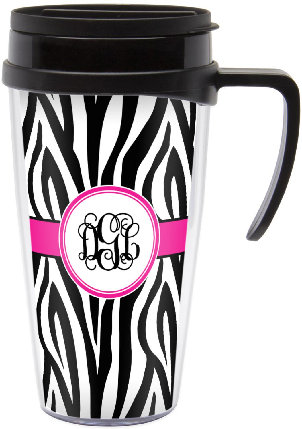 Zebra Print Acrylic Travel Mug With Handle Personalized Youcustomizeit
