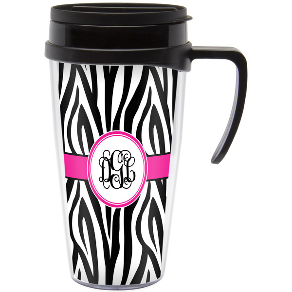 Custom Zebra Print Acrylic Travel Mug with Handle (Personalized)