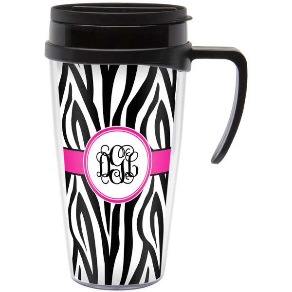 Custom Zebra Print Acrylic Travel Mug with Handle (Personalized)