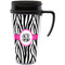 Zebra Print Travel Mug with Black Handle - Front