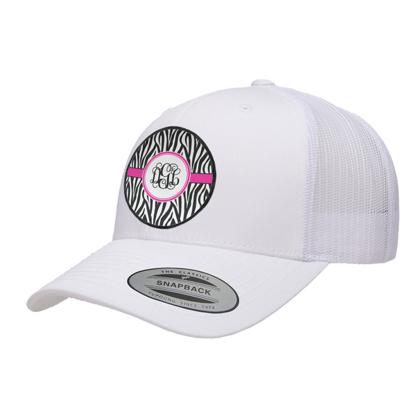 Custom Zebra Print Trucker Hat - White (Personalized)
