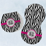 Zebra Print Burp Pads - Velour - Set of 2 w/ Monogram